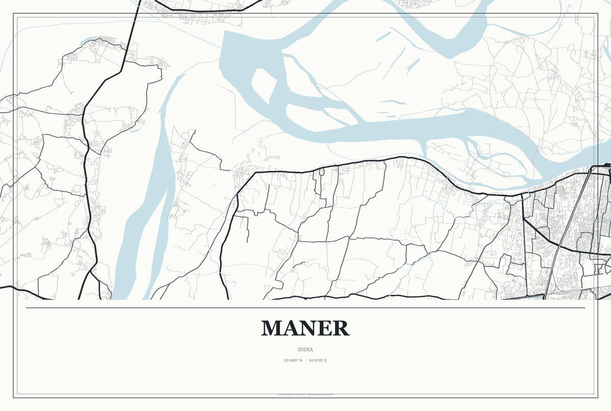 Maner, India City Map Aluminum Sign in Gallery Air style