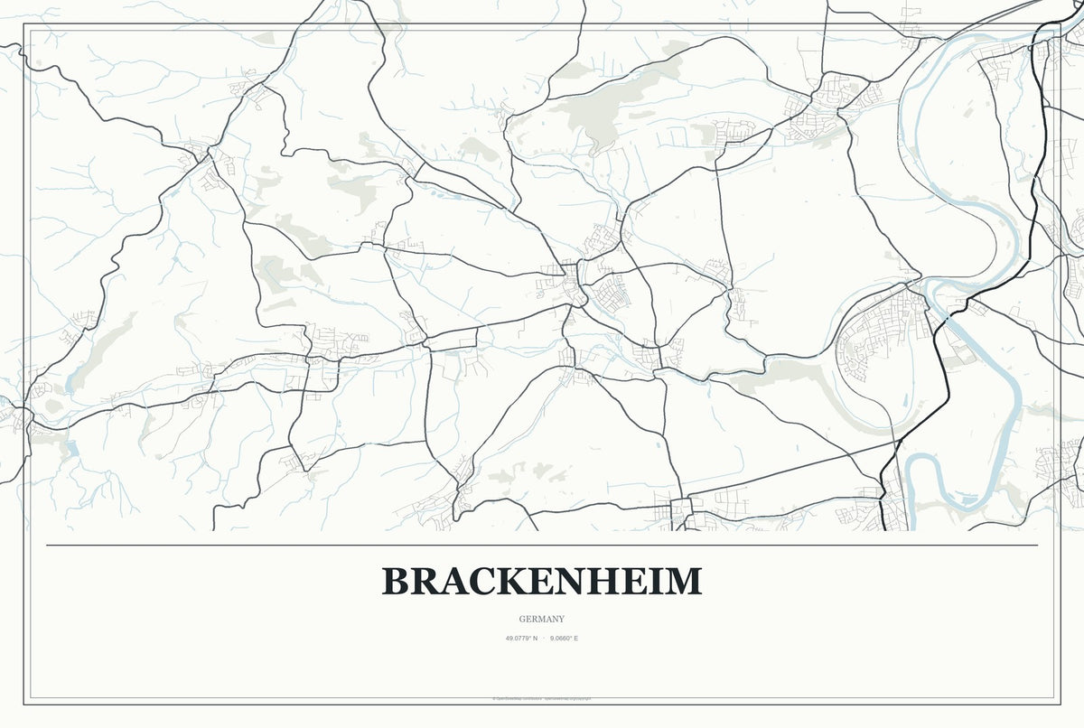 Brackenheim, Germany City Map Aluminum Sign in Gallery Air style