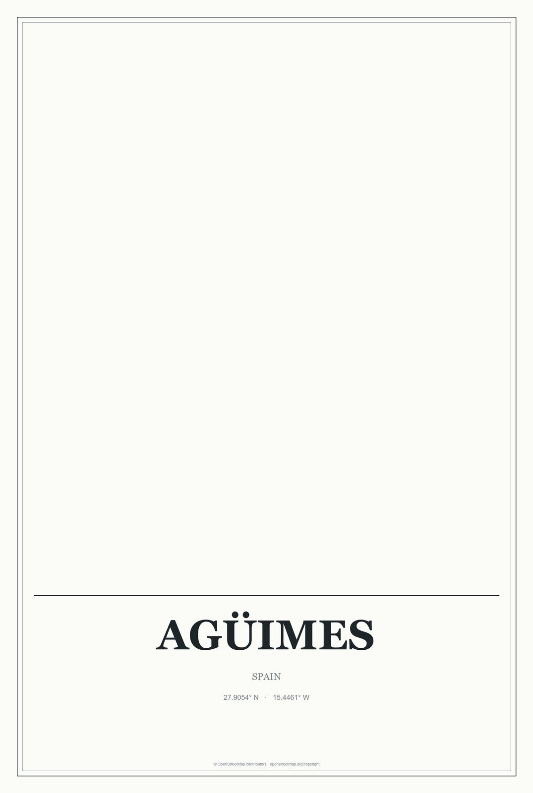 Agüimes, Spain City Map Aluminum Sign in Gallery Air style