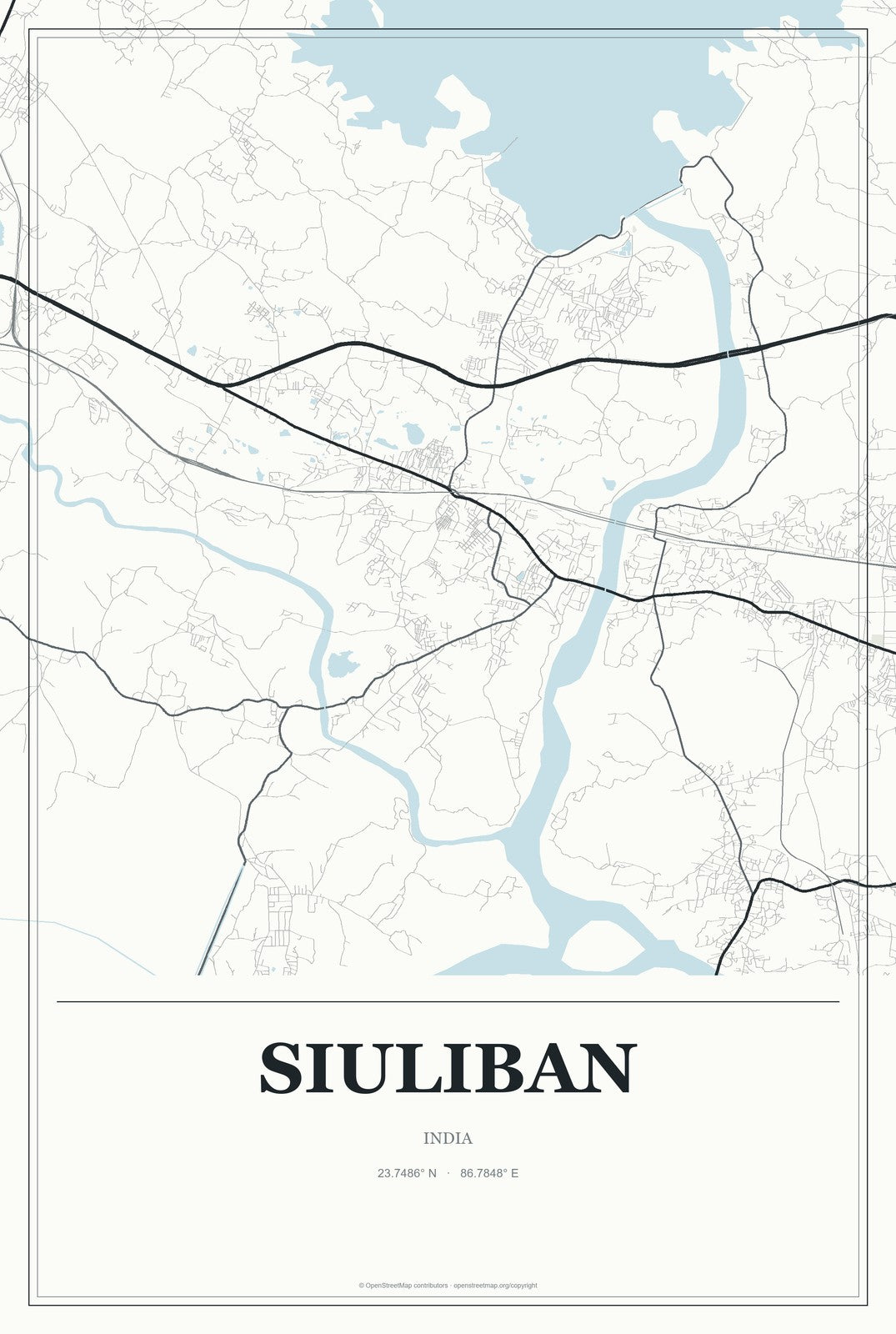 Siuliban, India City Map Aluminum Sign in Gallery Air style