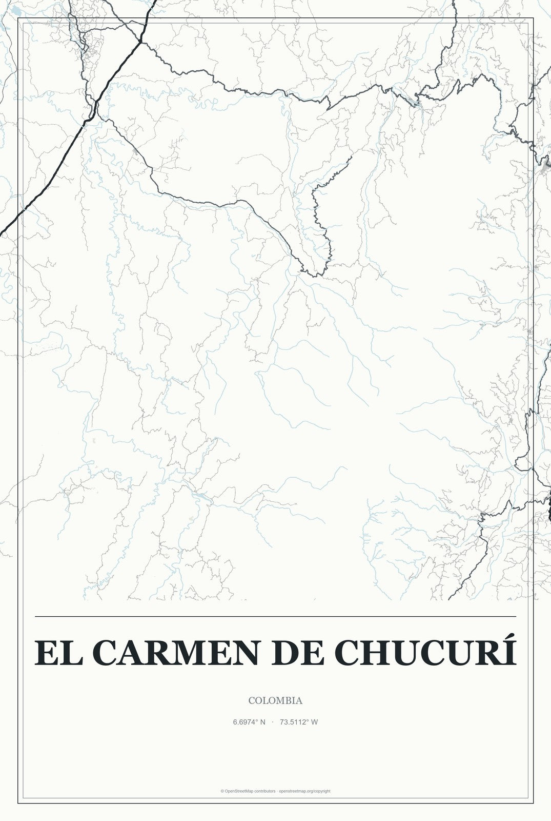 El Carmen de Chucurí, Colombia City Map Aluminum Sign in Gallery Air style