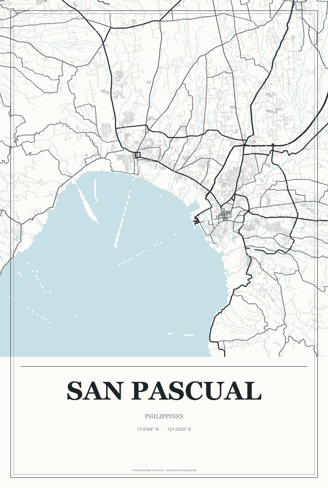 San Pascual, Philippines City Map Aluminum Sign in Gallery Air style