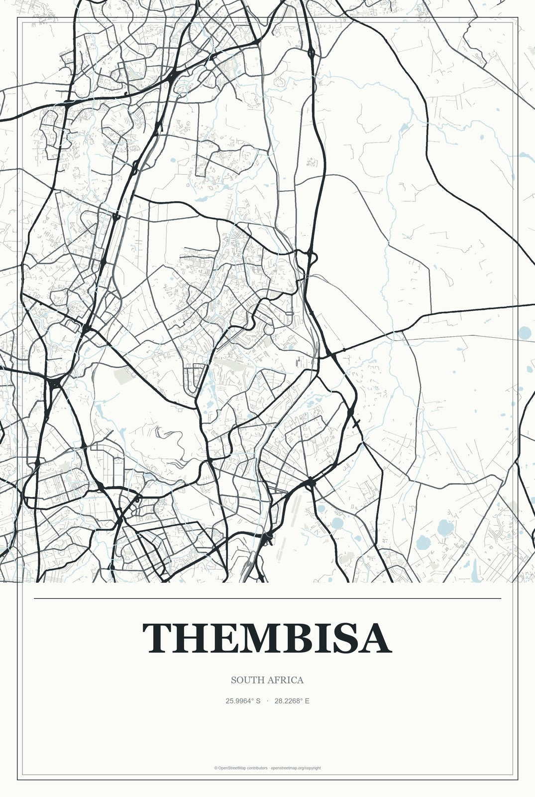 Thembisa, South Africa City Map Aluminum Sign in Gallery Air style