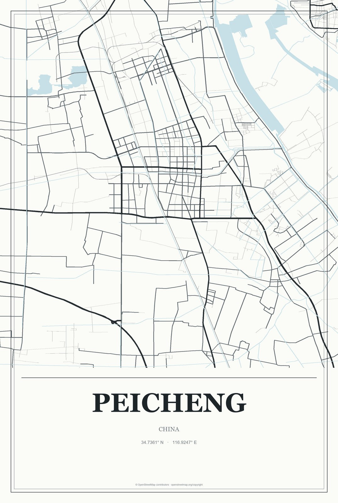 Peicheng, China City Map Aluminum Sign in Gallery Air style