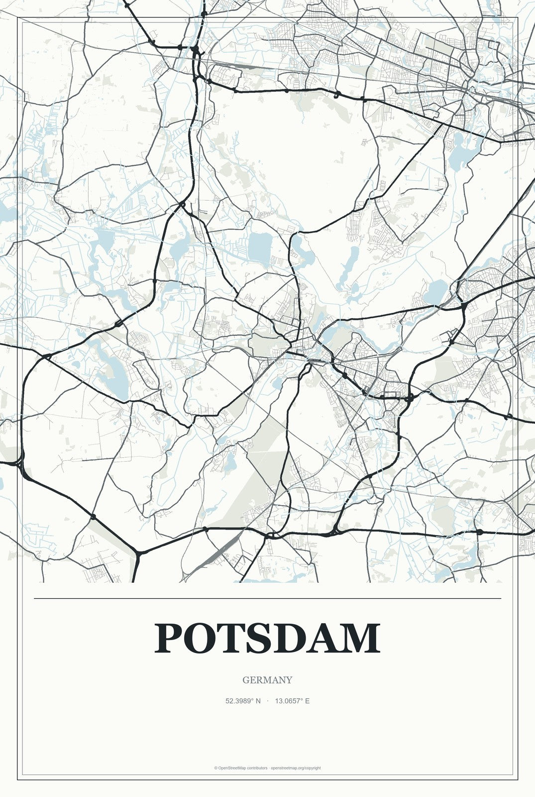 Potsdam, Germany City Map Aluminum Sign in Gallery Air style