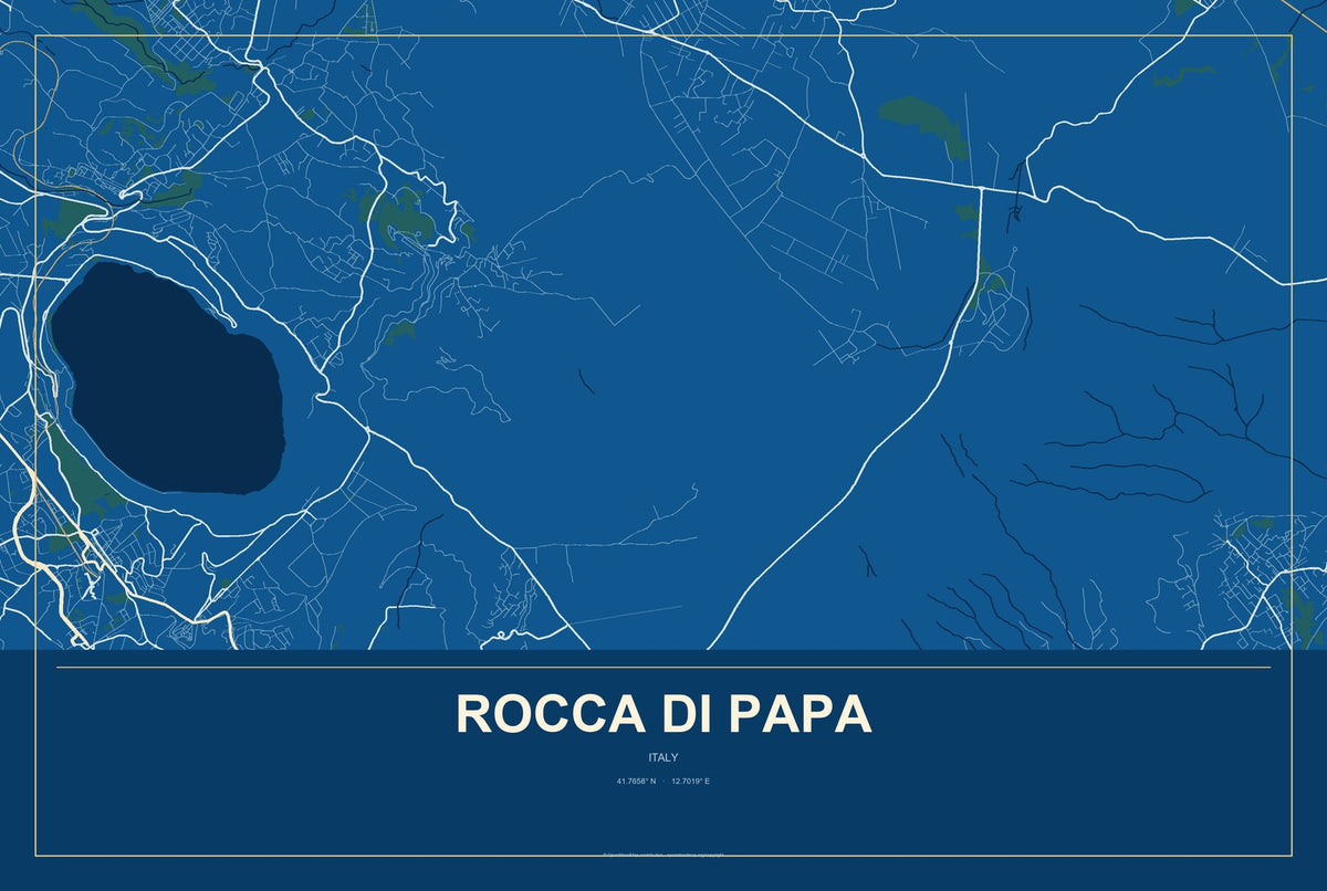 Rocca di Papa, Italy City Map Aluminum Sign in Harbor Cobalt style