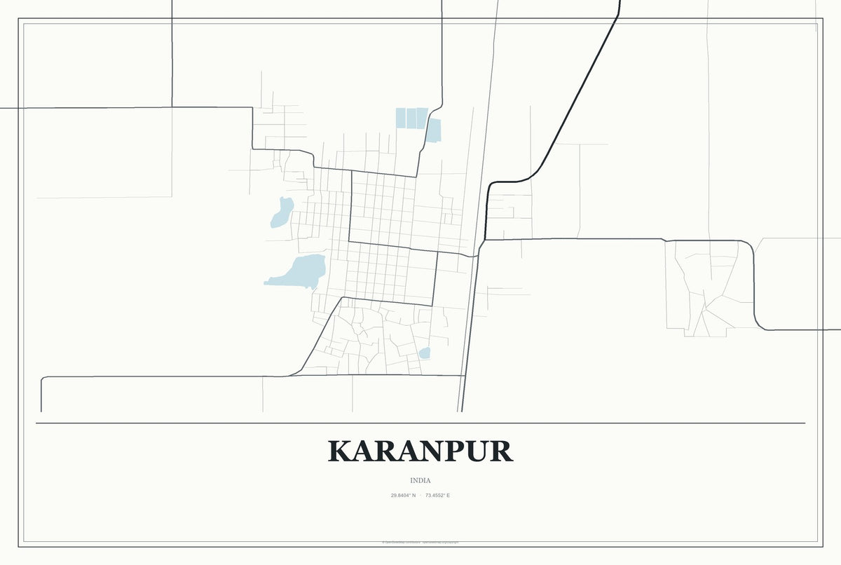 Karanpur, India City Map Aluminum Sign in Gallery Air style