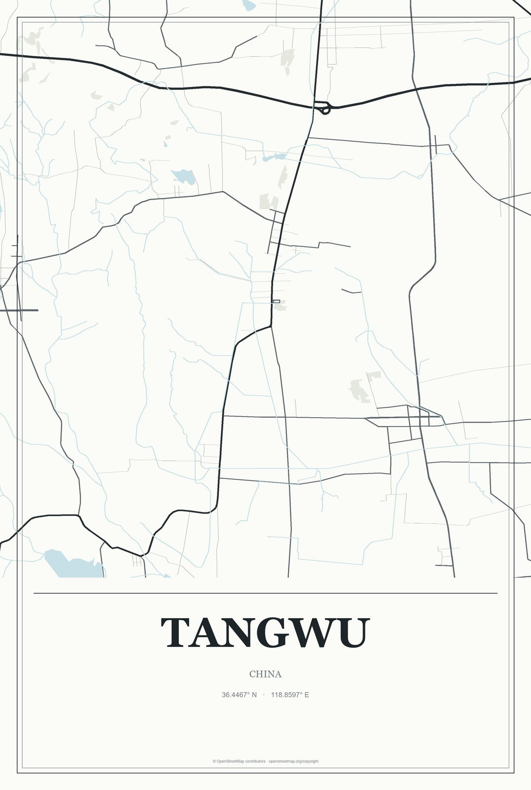 Tangwu, China City Map Aluminum Sign in Gallery Air style