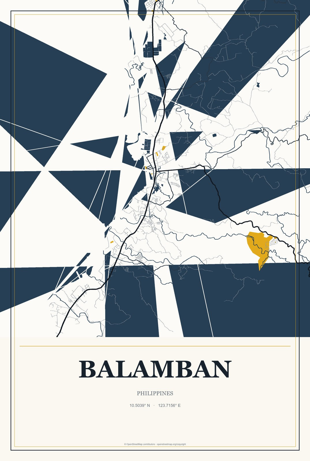 Balamban, Philippines City Map Aluminum Sign in Citrine Modern style