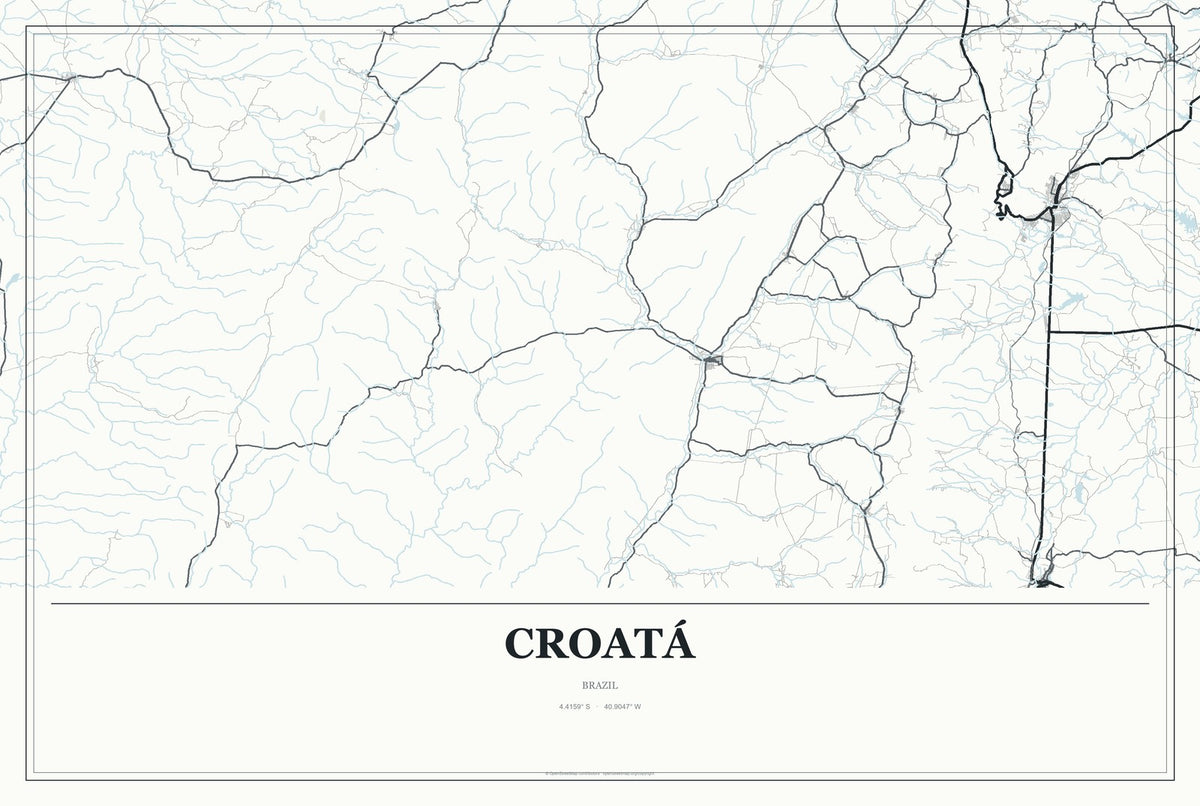 Croatá, Brazil City Map Aluminum Sign in Gallery Air style
