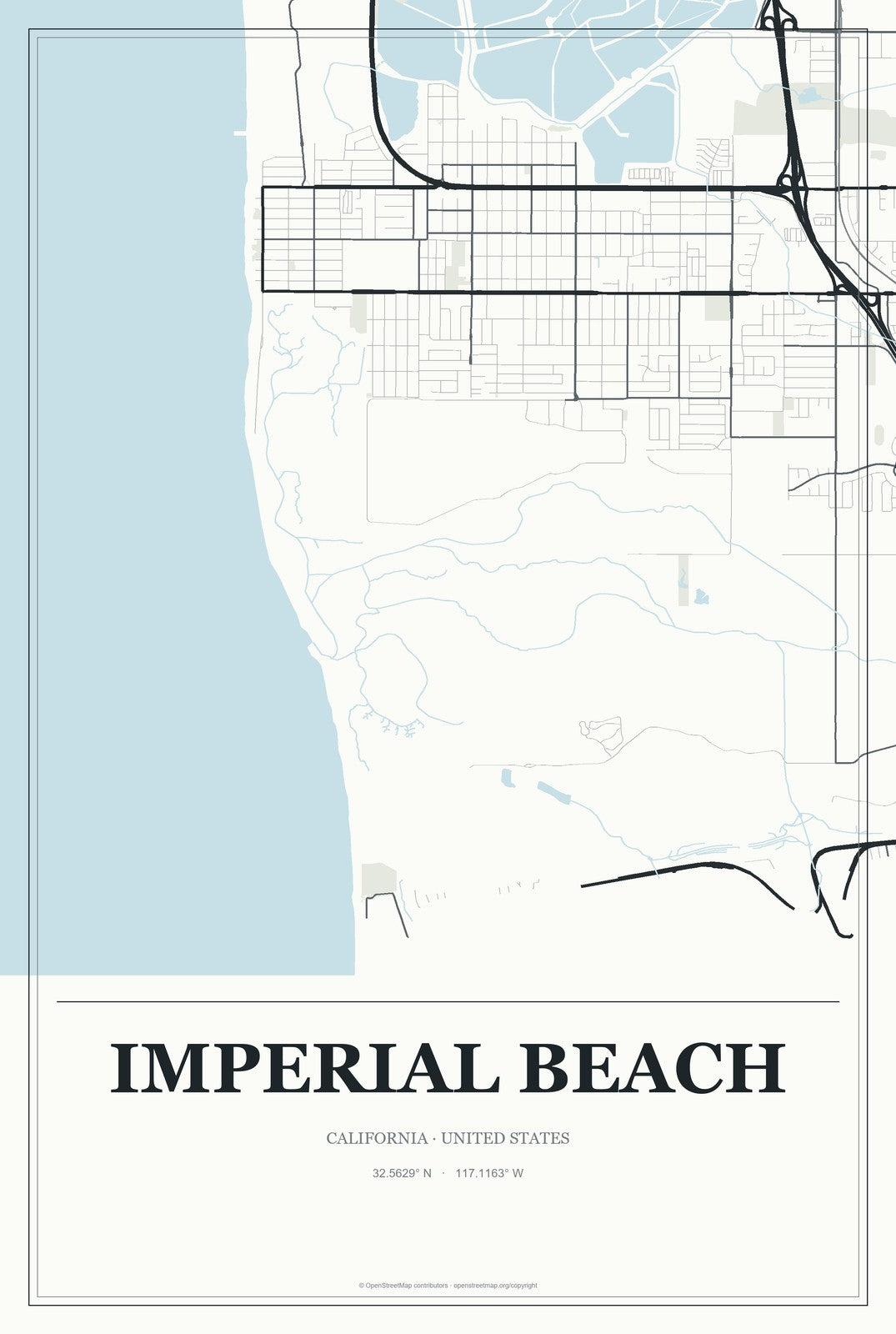 Imperial Beach, California City Map Aluminum Sign in Gallery Air style