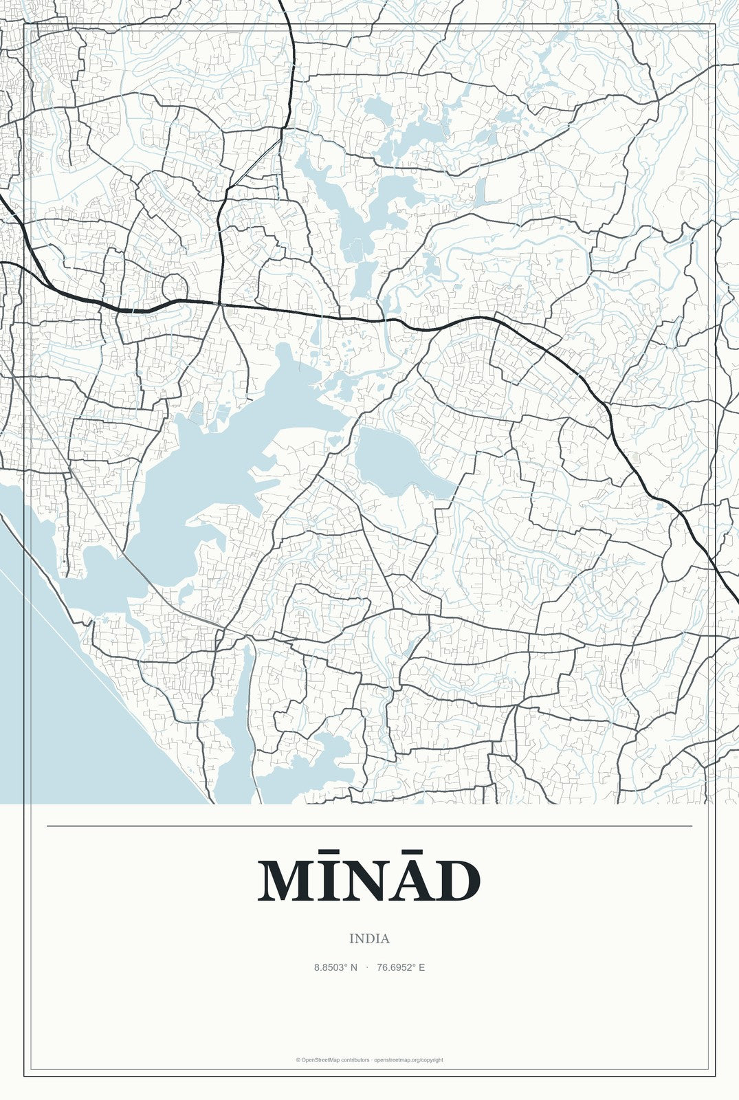 Mīnād, India City Map Aluminum Sign in Gallery Air style