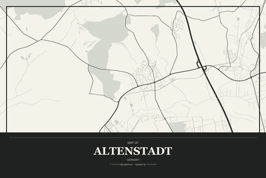 Altenstadt, Germany City Map Aluminum Sign in Museum Plaque style