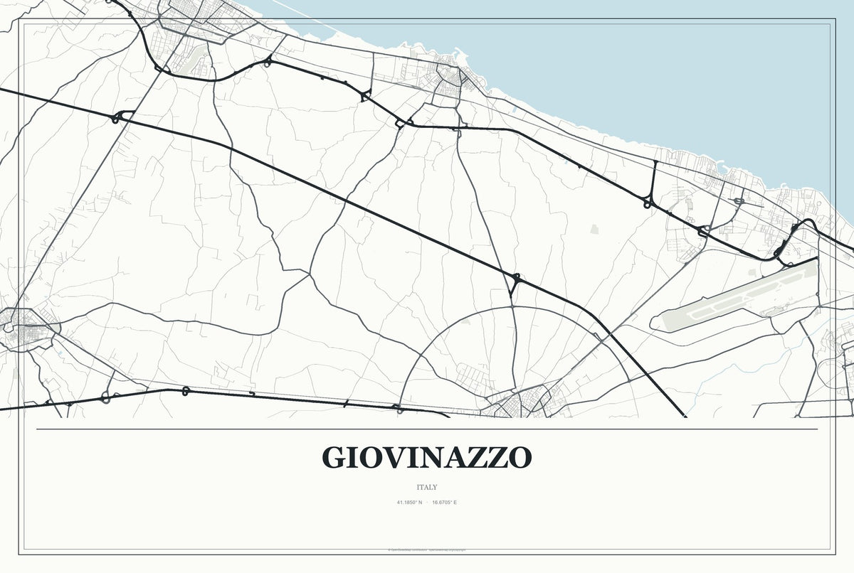Giovinazzo, Italy City Map Aluminum Sign in Gallery Air style