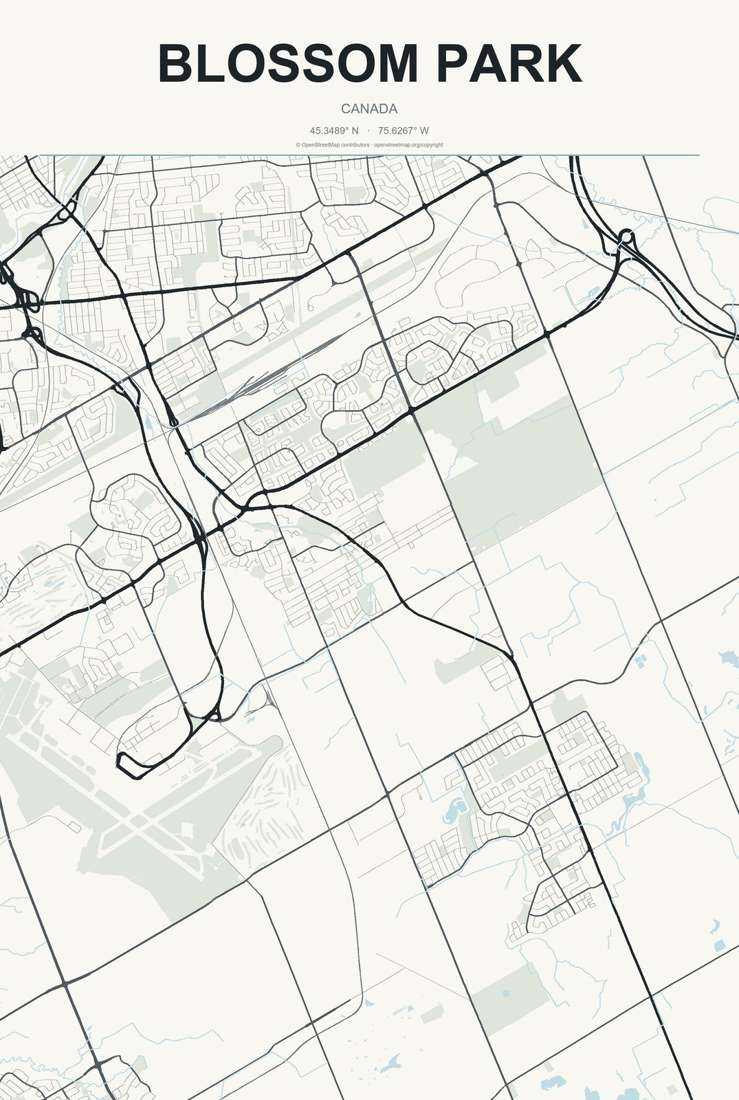 Blossom Park, Canada City Map Aluminum Sign in Headline Atlas style