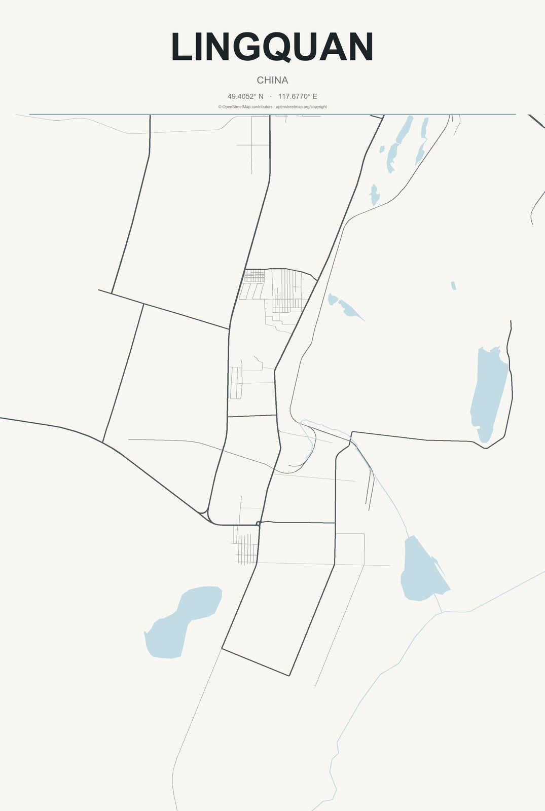 Lingquan, China City Map Aluminum Sign in Headline Atlas style