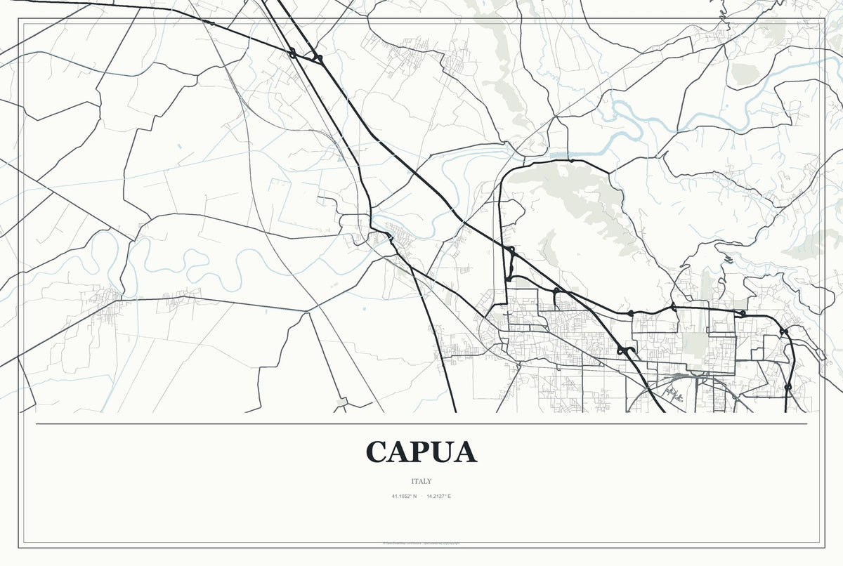 Capua, Italy City Map Aluminum Sign in Gallery Air style