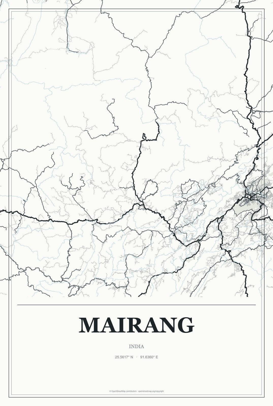 Mairang, India City Map Aluminum Sign in Gallery Air style