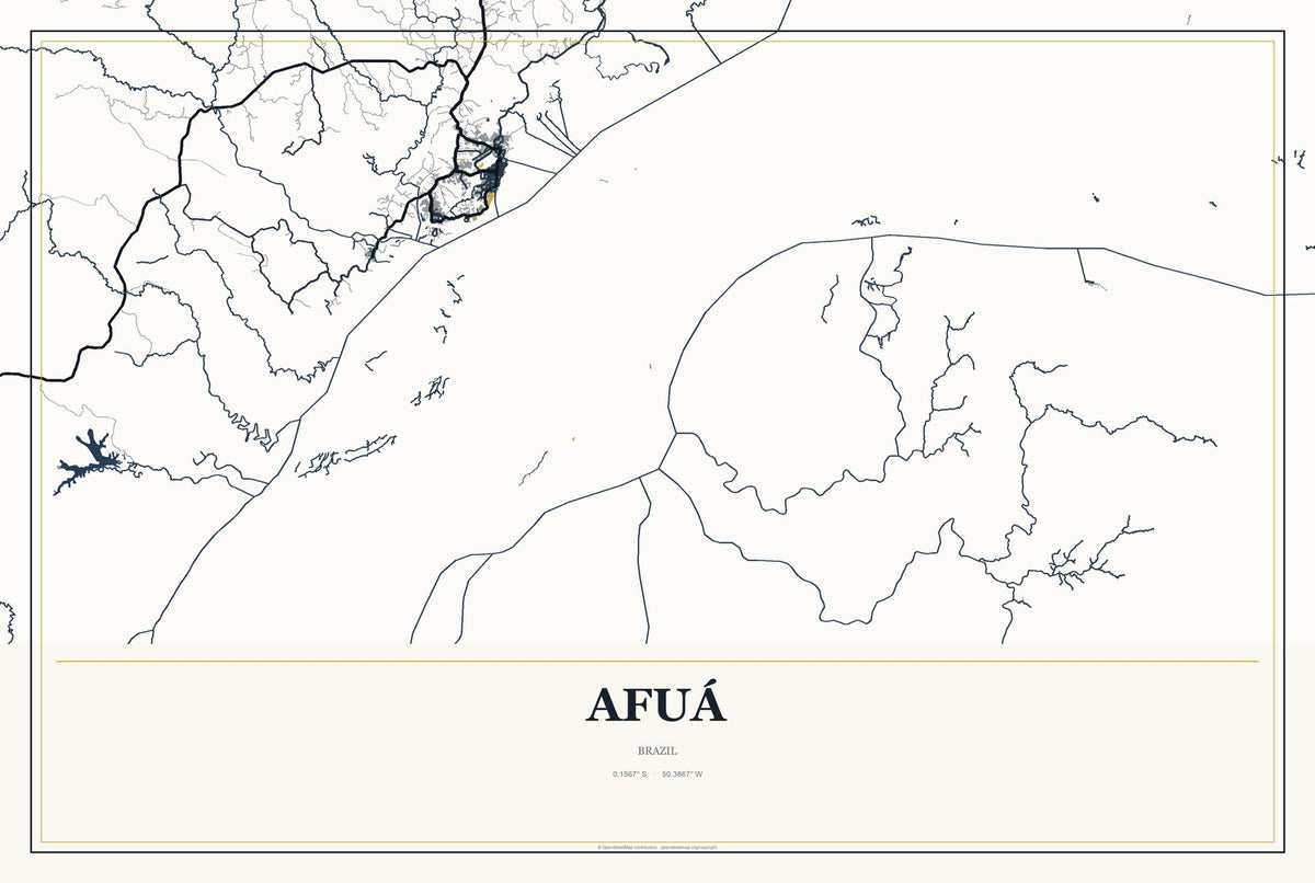 Afuá, Brazil City Map Aluminum Sign in Citrine Modern style