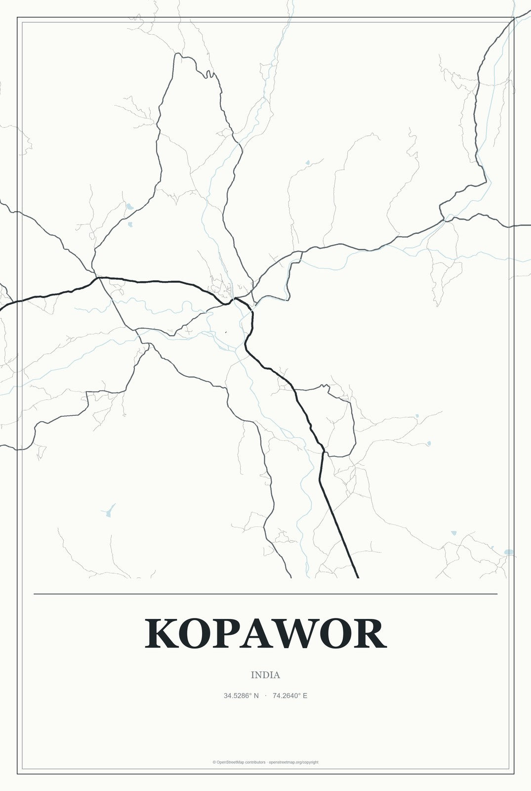 Kopawor, India City Map Aluminum Sign in Gallery Air style