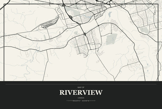Riverview, Canada City Map Aluminum Sign in Museum Plaque style