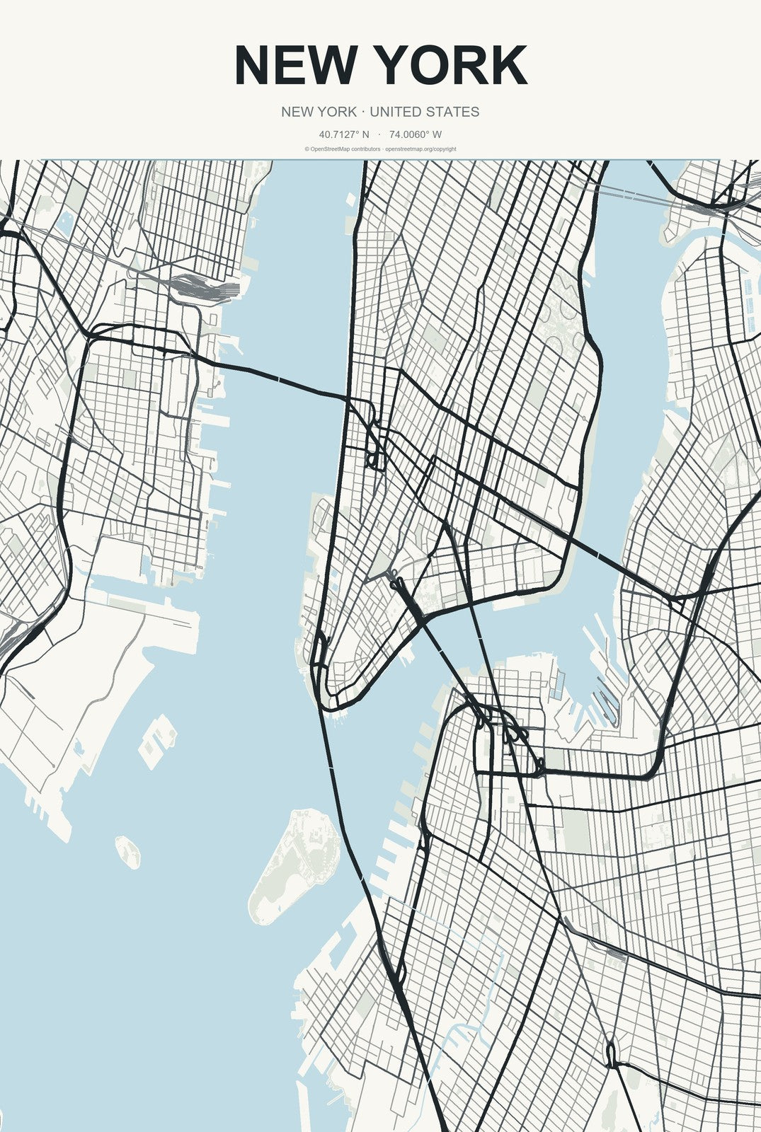 New York, New York City Map Aluminum Sign in Headline Atlas style