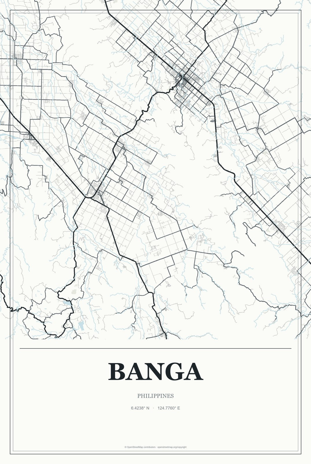 Banga, Philippines City Map Aluminum Sign in Gallery Air style