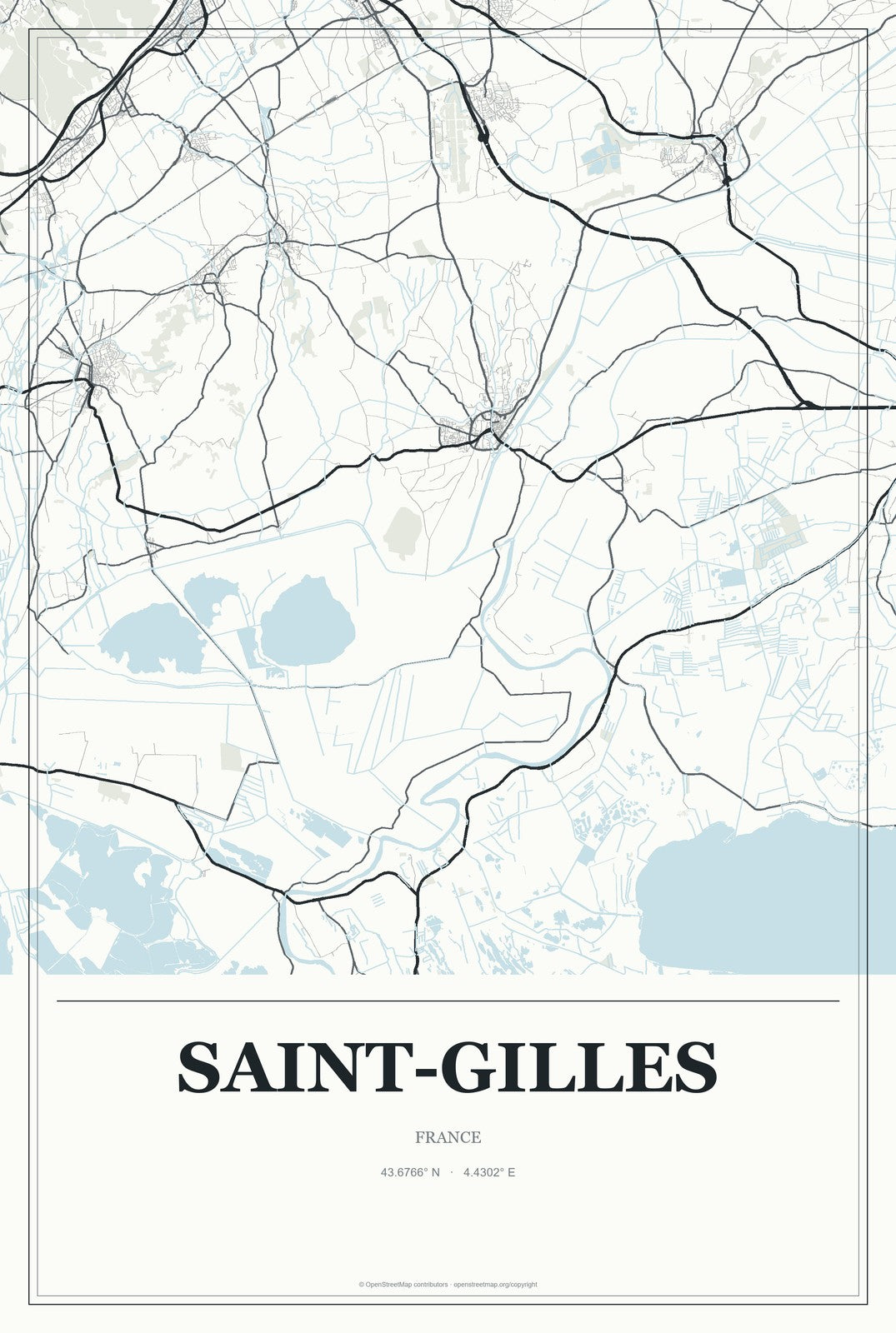 Saint-Gilles, France City Map Aluminum Sign in Gallery Air style