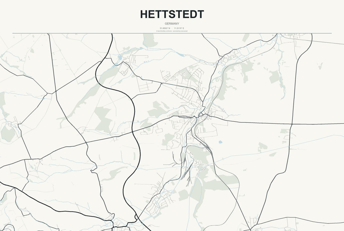 Hettstedt, Germany City Map Aluminum Sign in Headline Atlas style