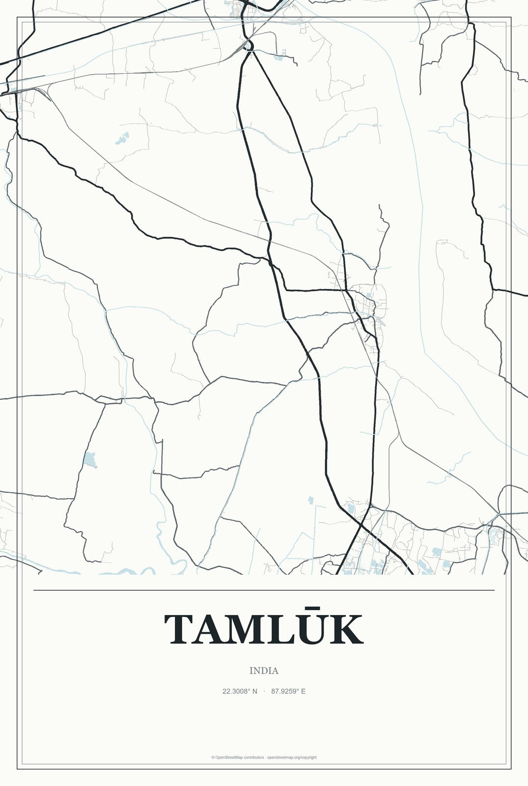 Tamlūk, India City Map Aluminum Sign in Gallery Air style