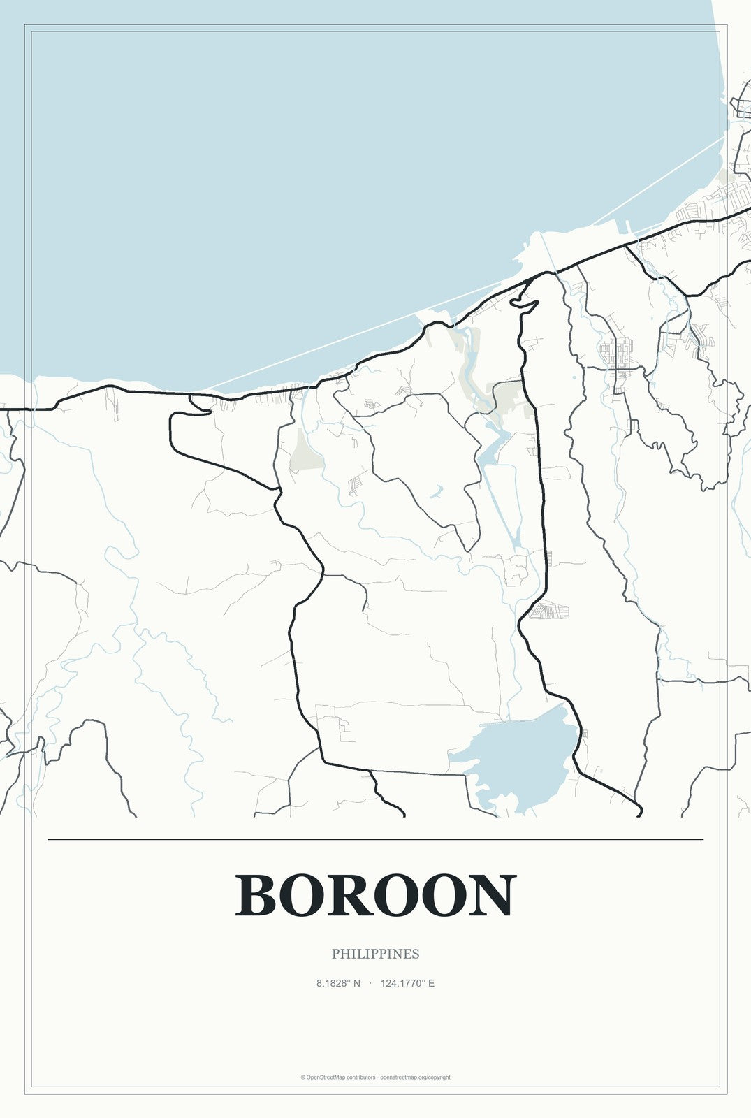 Boroon, Philippines City Map Aluminum Sign in Gallery Air style