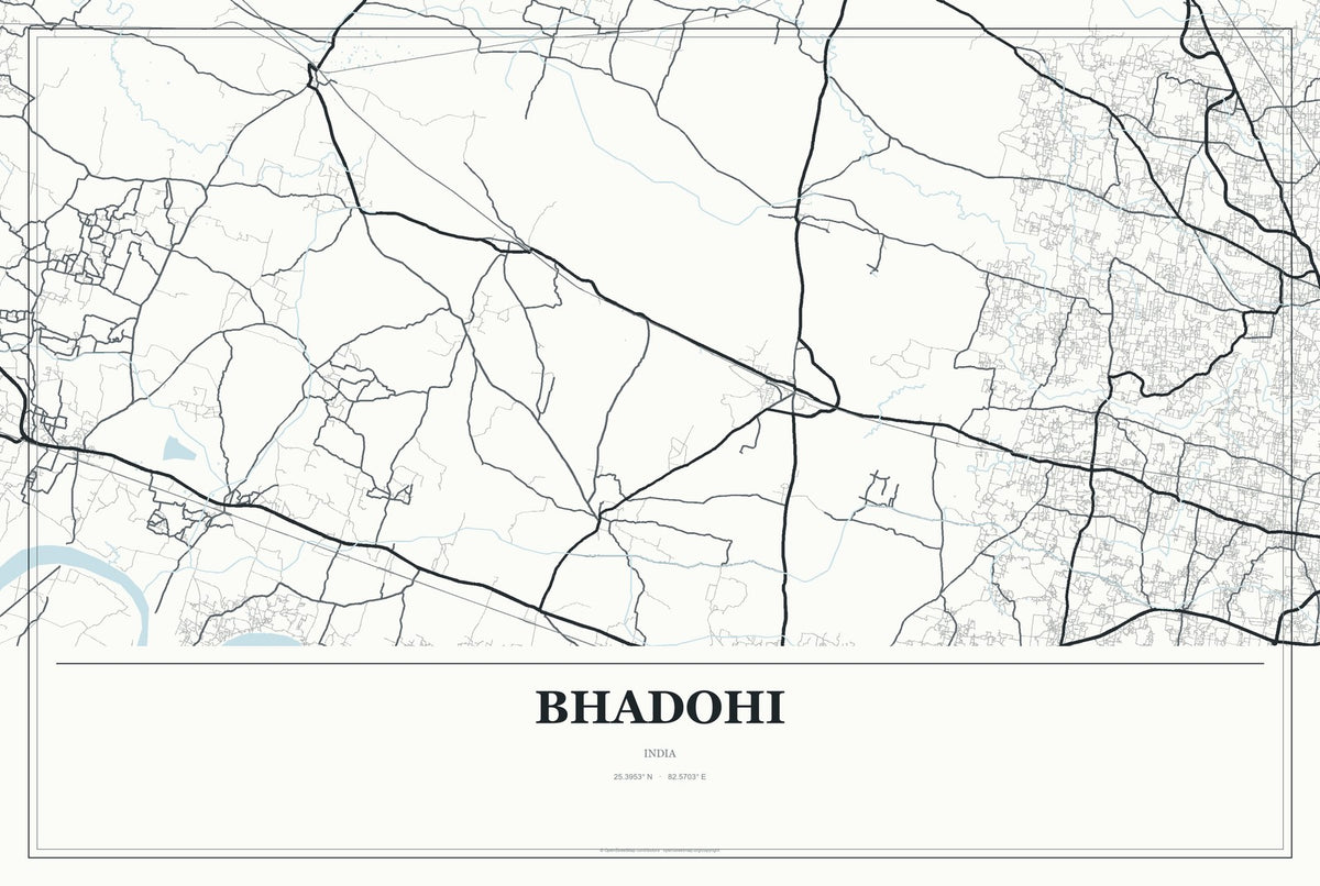 Bhadohi, India City Map Aluminum Sign in Gallery Air style