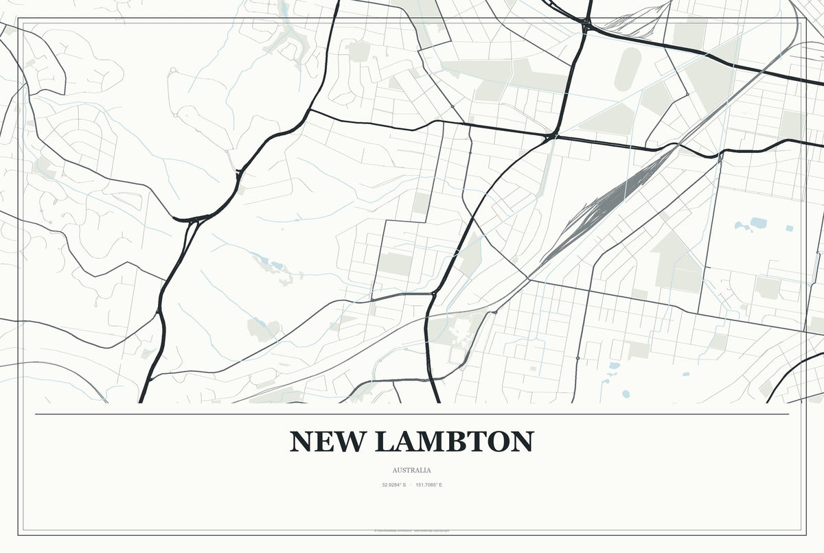 New Lambton, Australia City Map Aluminum Sign in Gallery Air style