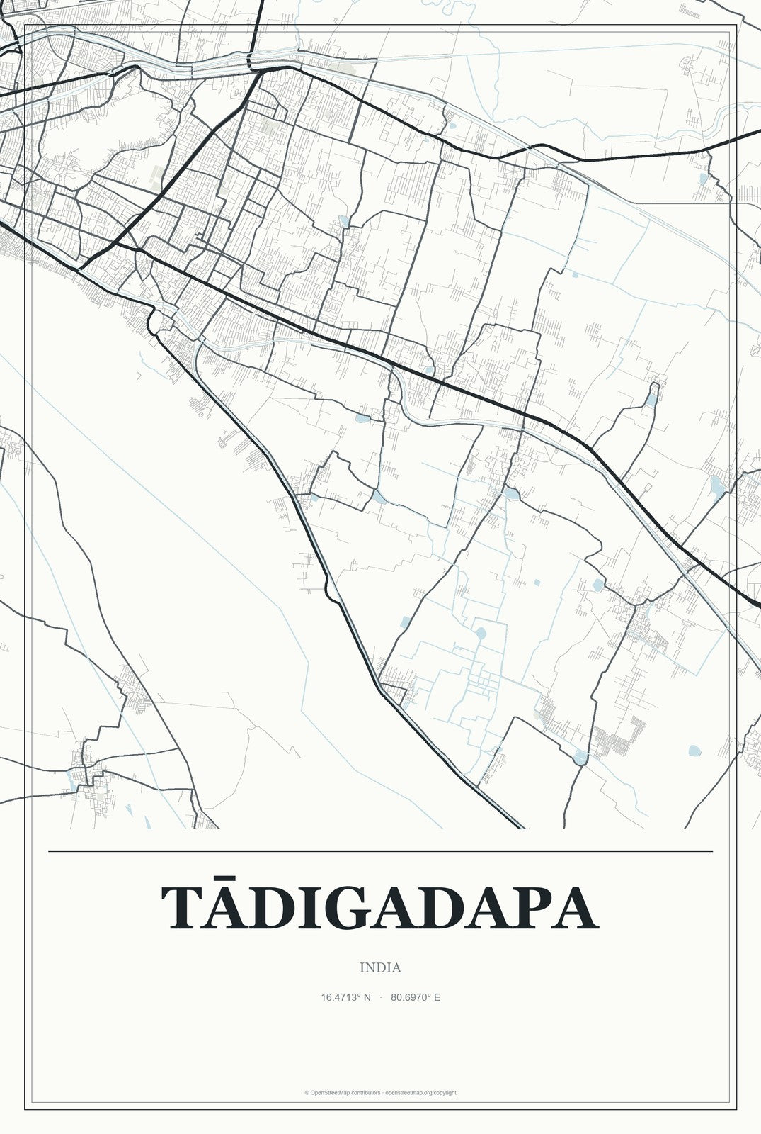 Tādigadapa, India City Map Aluminum Sign in Gallery Air style