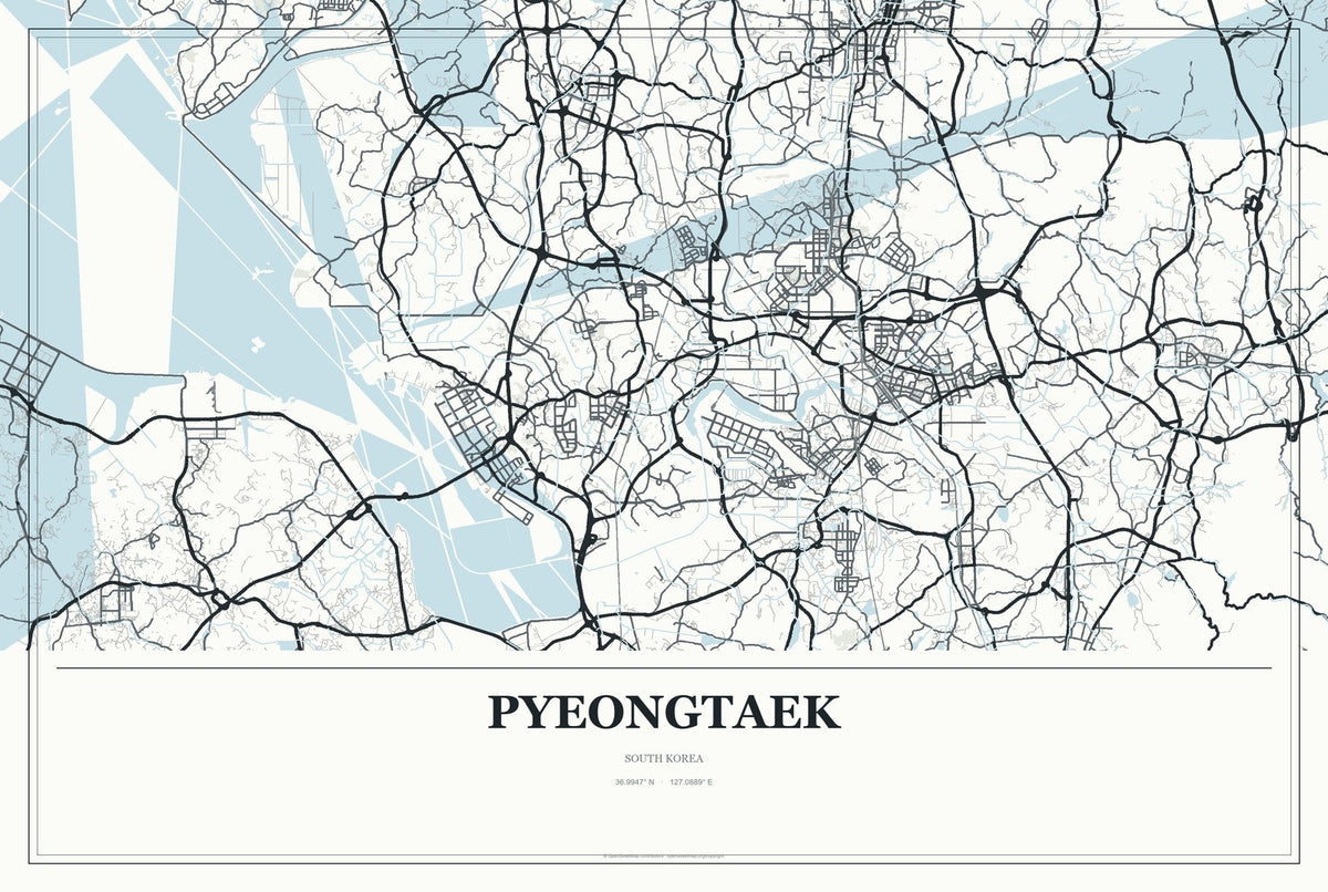 Pyeongtaek, South Korea City Map Aluminum Sign in Gallery Air style