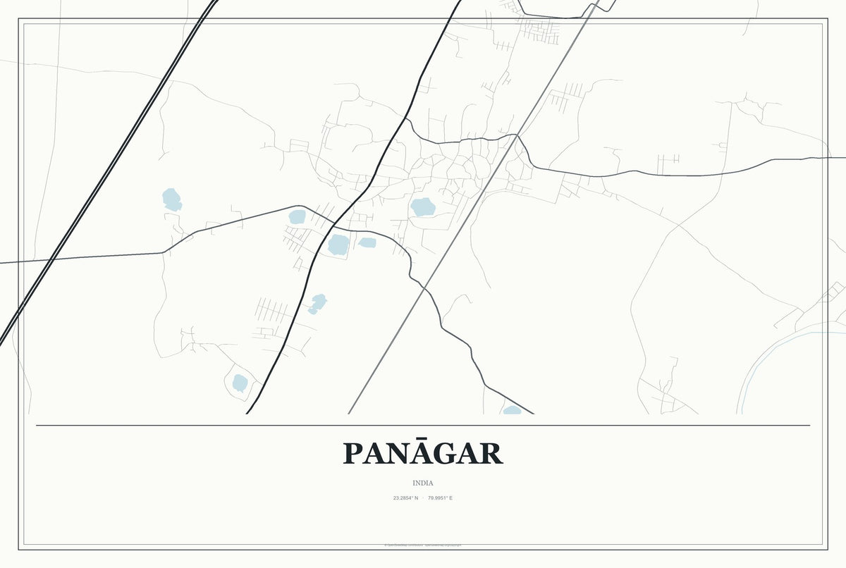 Panāgar, India City Map Aluminum Sign in Gallery Air style