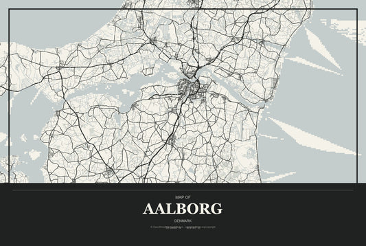 Aalborg, Denmark City Map Aluminum Sign in Museum Plaque style