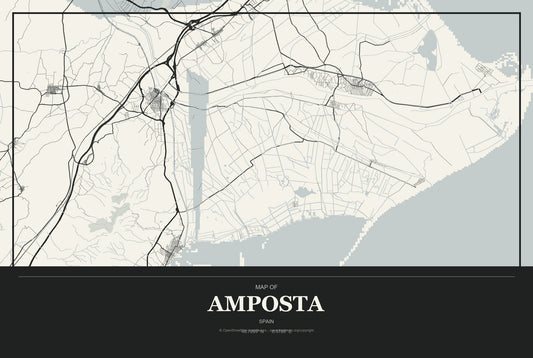 Amposta, Spain City Map Aluminum Sign in Museum Plaque style