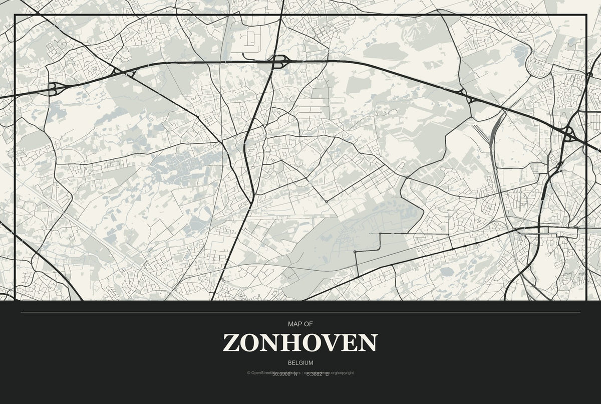 Zonhoven, Belgium City Map Aluminum Sign in Museum Plaque style