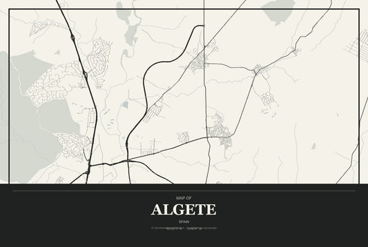 Algete, Spain City Map Aluminum Sign in Museum Plaque style