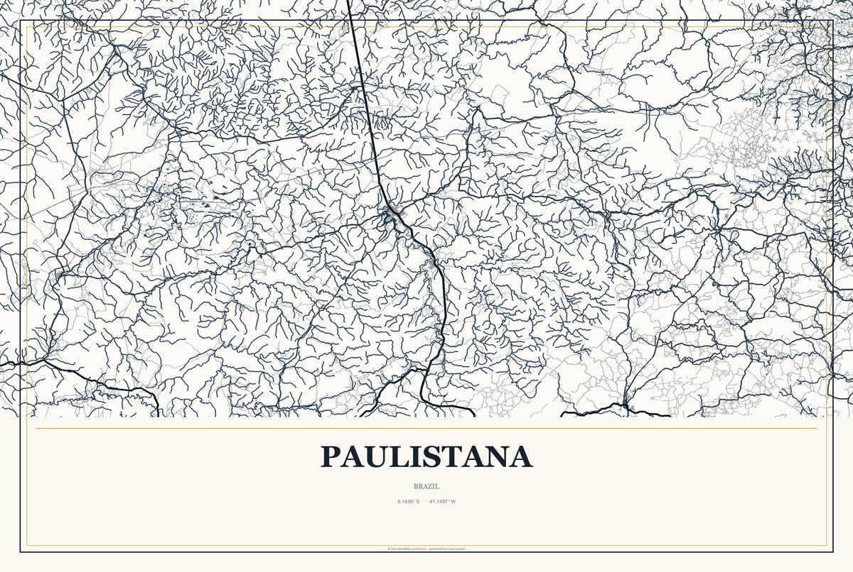 Paulistana, Brazil City Map Aluminum Sign in Citrine Modern style