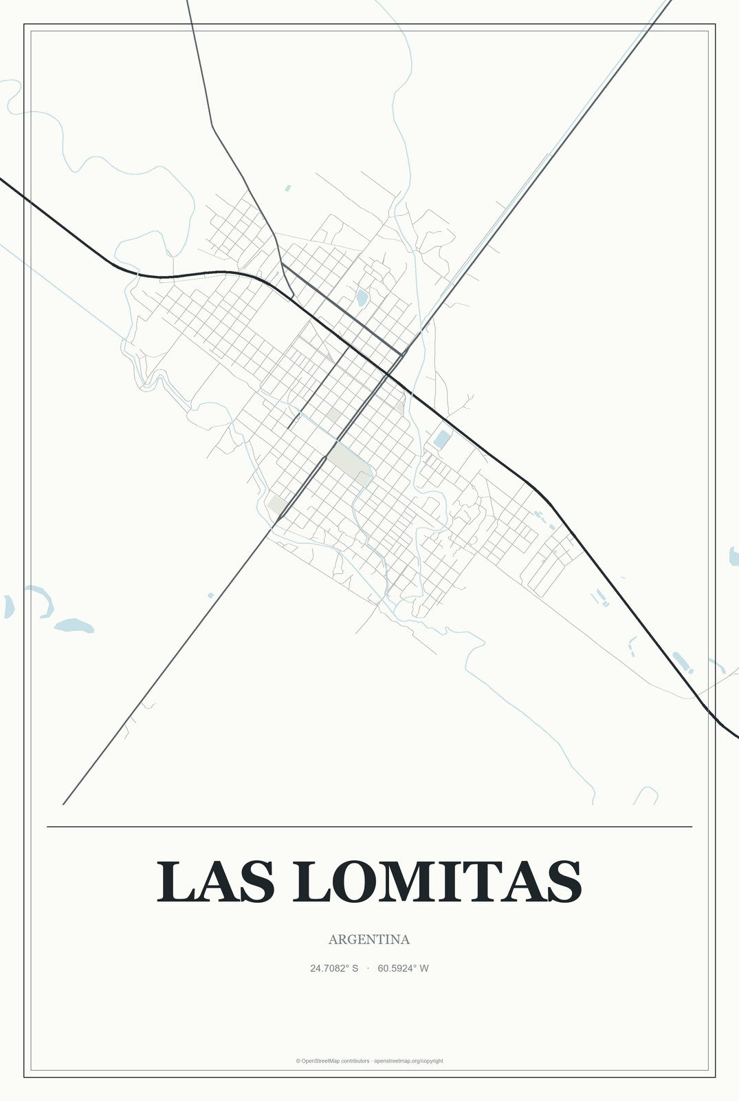 Las Lomitas, Argentina City Map Aluminum Sign in Gallery Air style