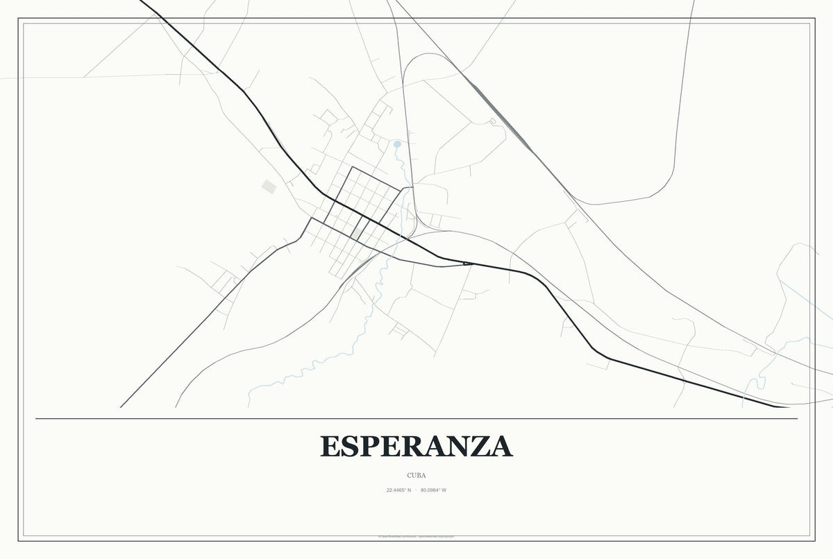 Esperanza, Cuba City Map Aluminum Sign in Gallery Air style