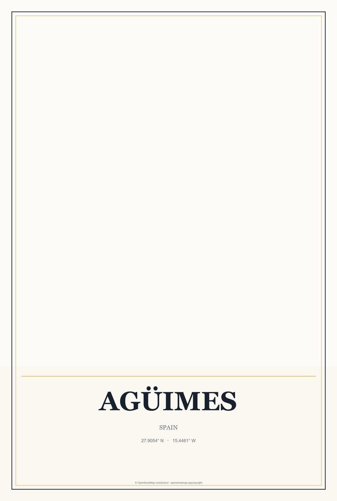 Agüimes, Spain City Map Aluminum Sign in Citrine Modern style