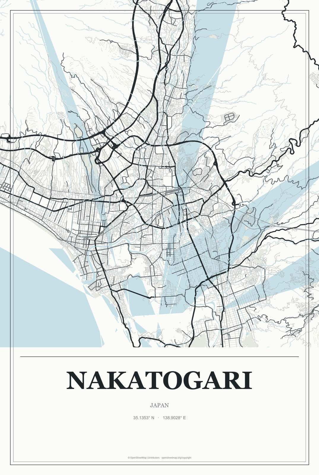Nakatogari, Japan City Map Aluminum Sign in Gallery Air style