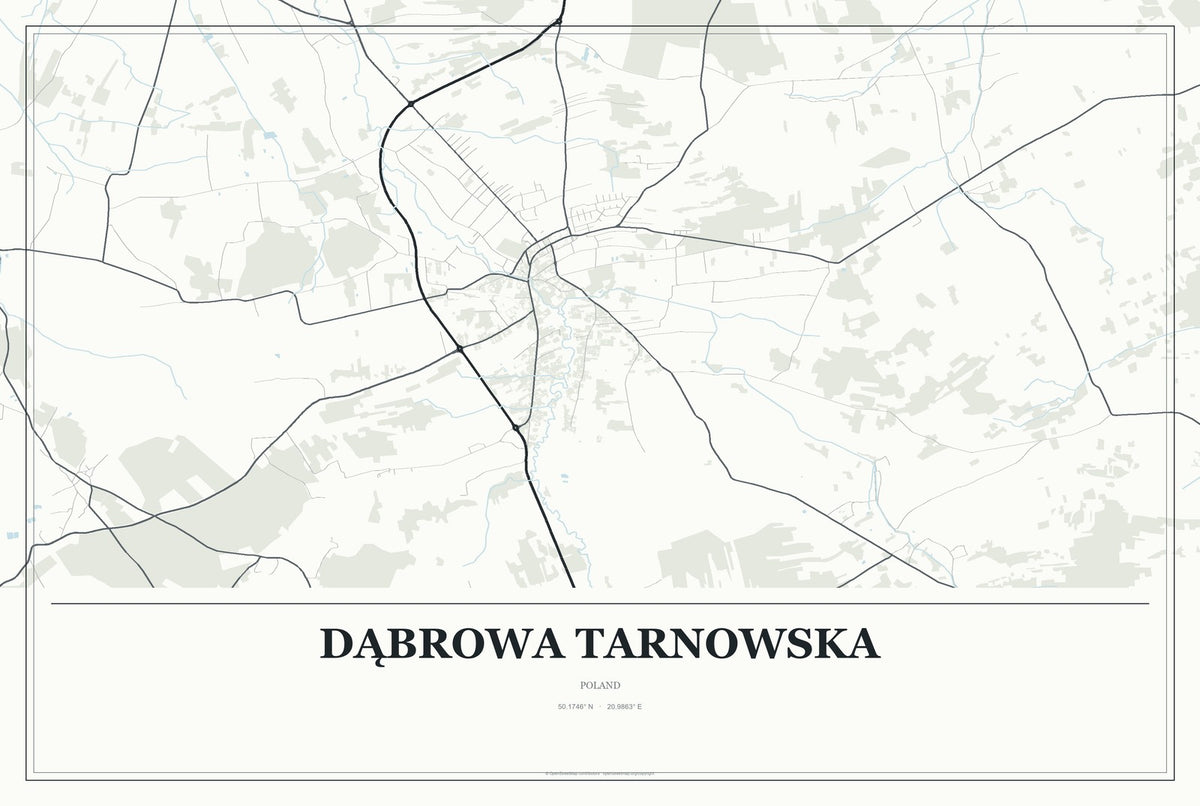Dąbrowa Tarnowska, Poland City Map Aluminum Sign in Gallery Air style