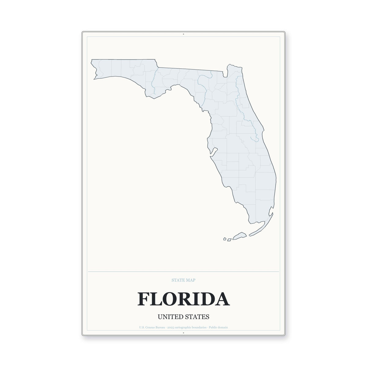Florida state map aluminum sign in Gallery Air style