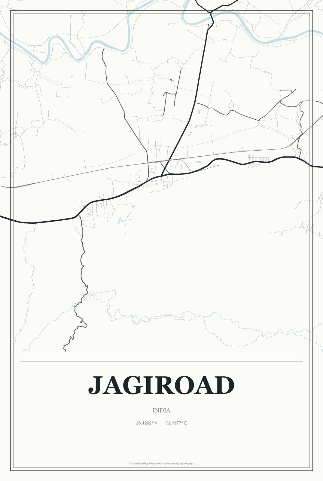 Jagiroad, India City Map Aluminum Sign in Gallery Air style