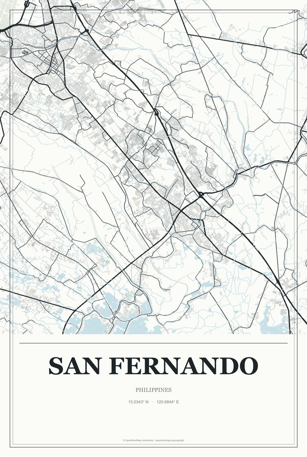 San Fernando, Central Luzon, Philippines City Map Aluminum Sign in Gallery Air style