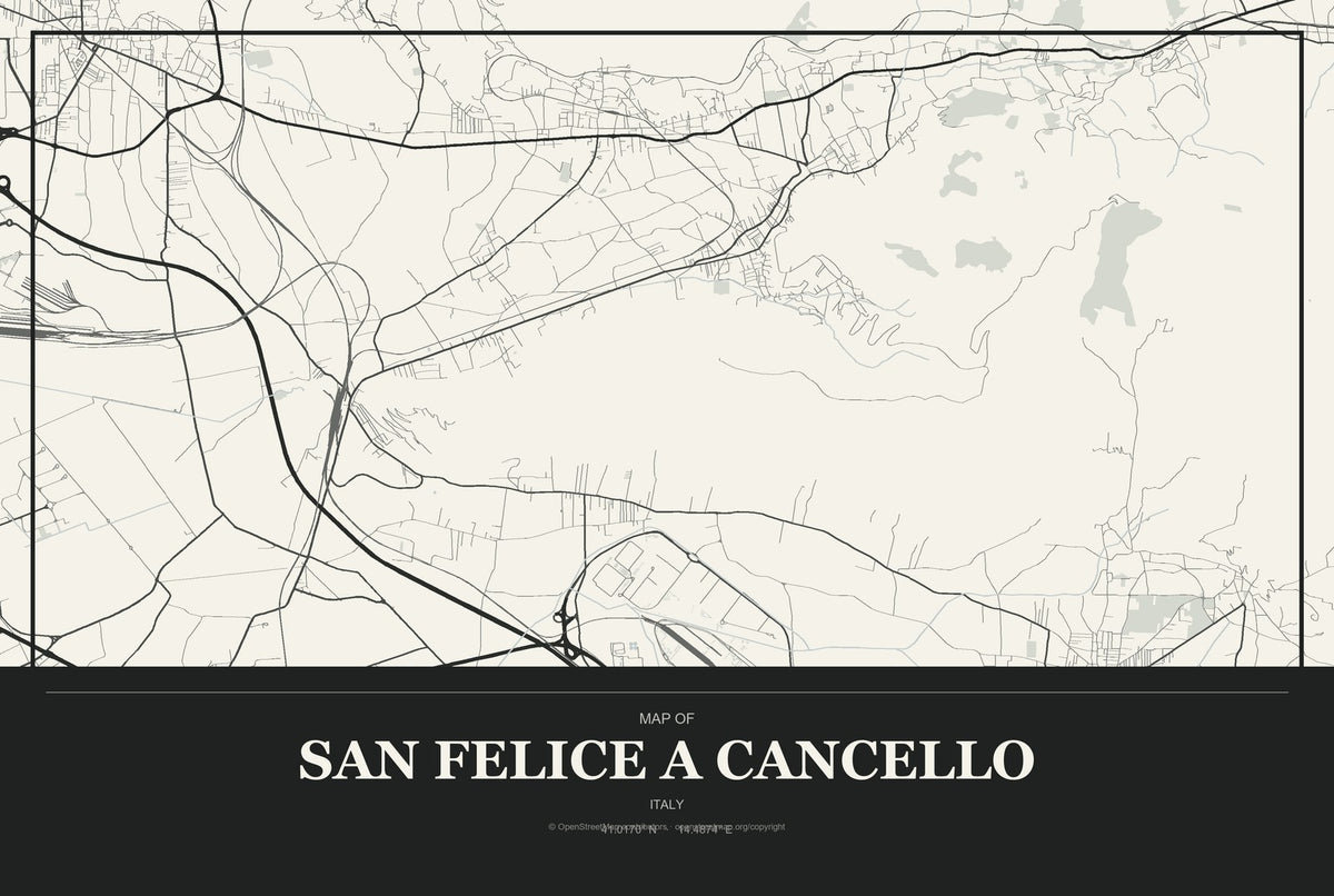 San Felice A Cancello, Italy City Map Aluminum Sign in Museum Plaque style